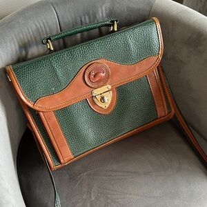 Vintage Dooney & Bourke All Weather Leather Green Briefcase